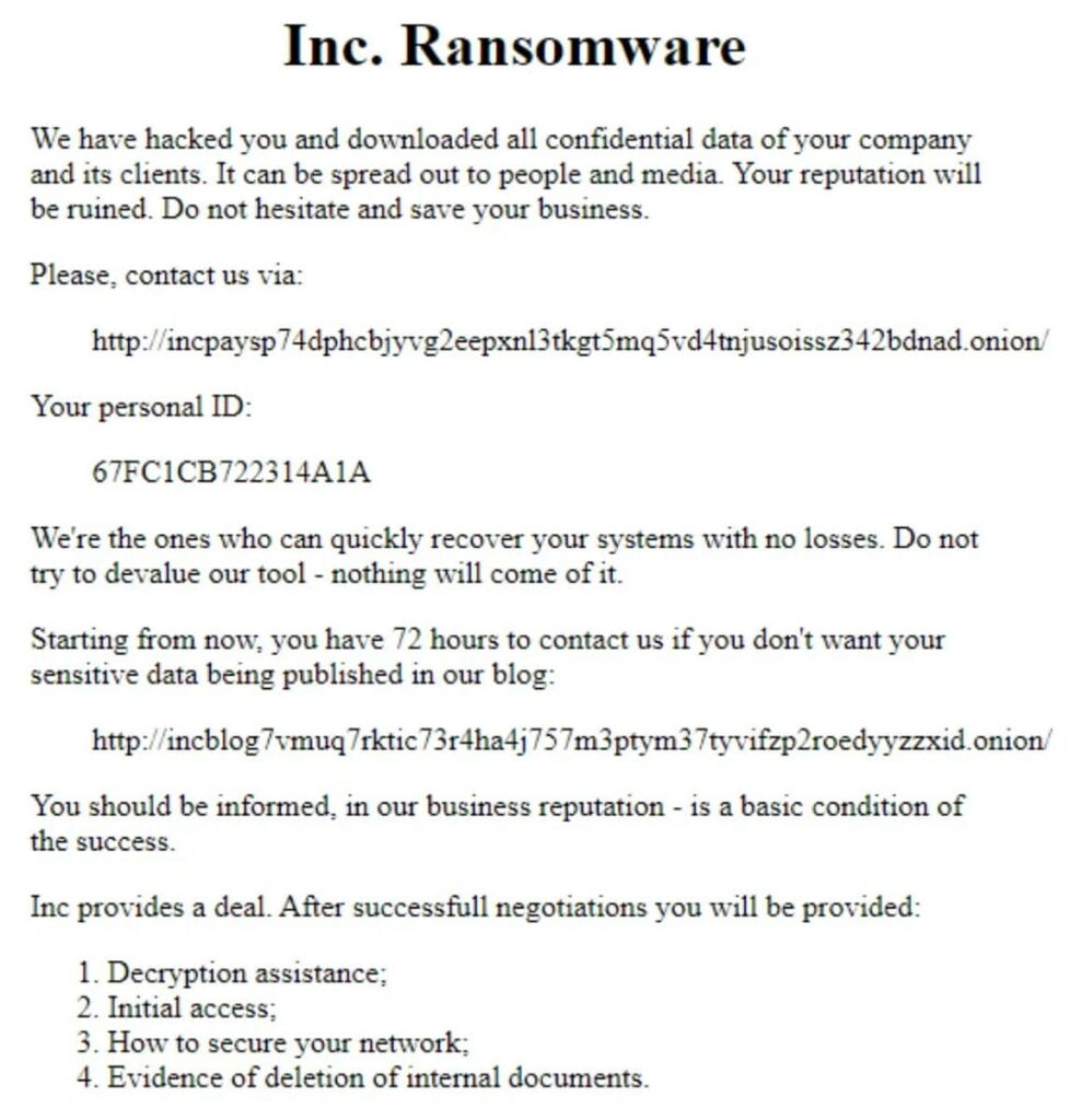 INC Ransom ransomnote