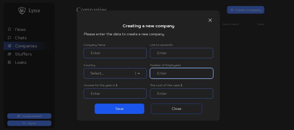 Lynx ransomware interface new compagnies