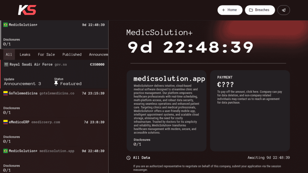 MedicSolution on KillSec leak portal