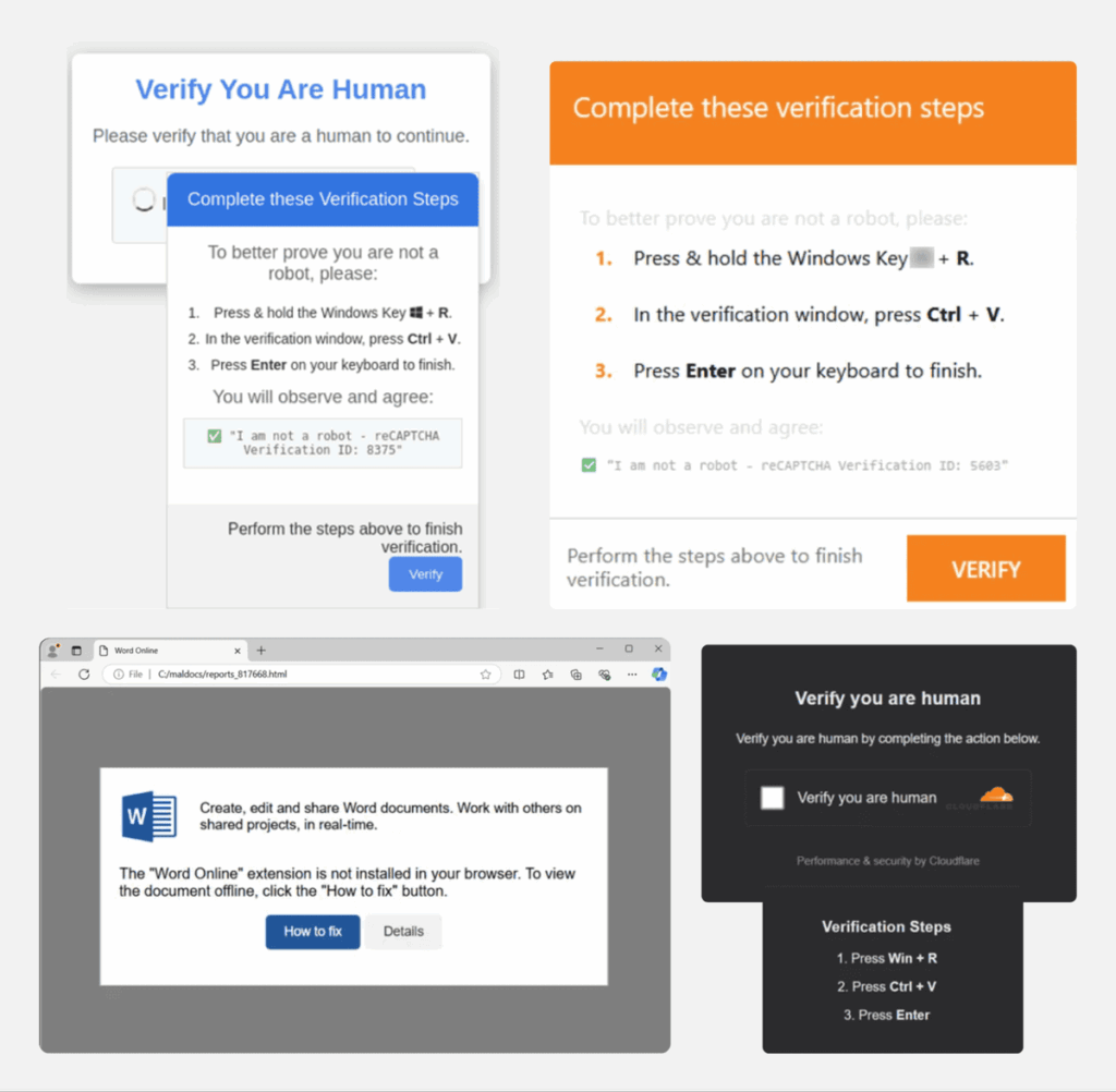 ClickFix exemples lures