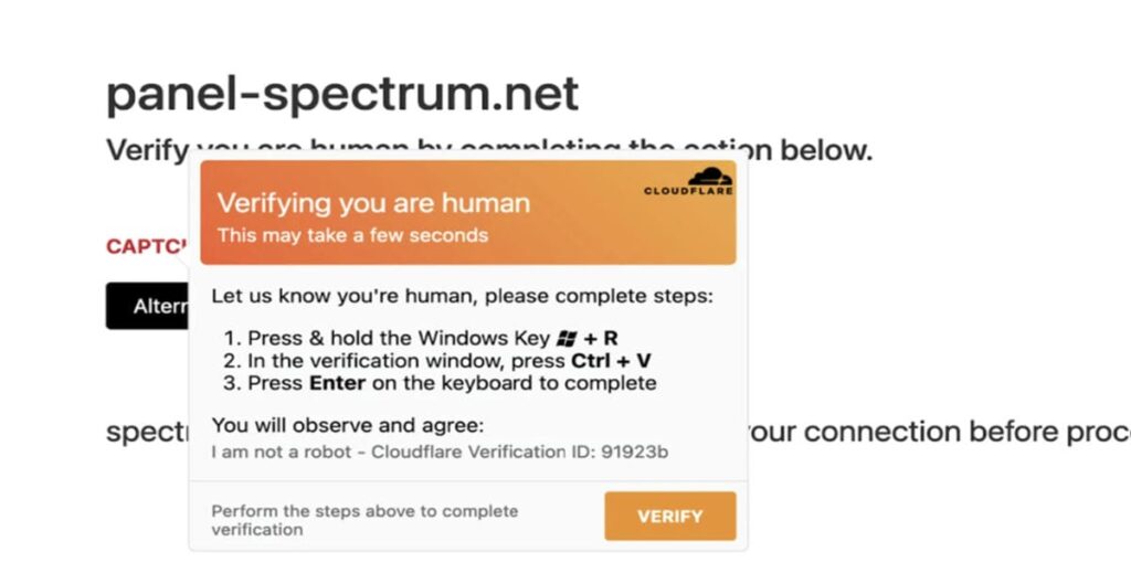 ClickFix instructions for spectrum