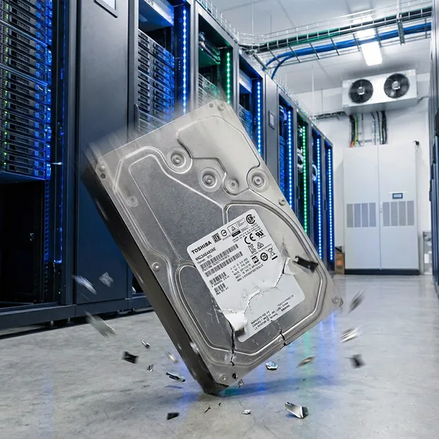 chute d'un disque dur externe Toshiba de 20 To