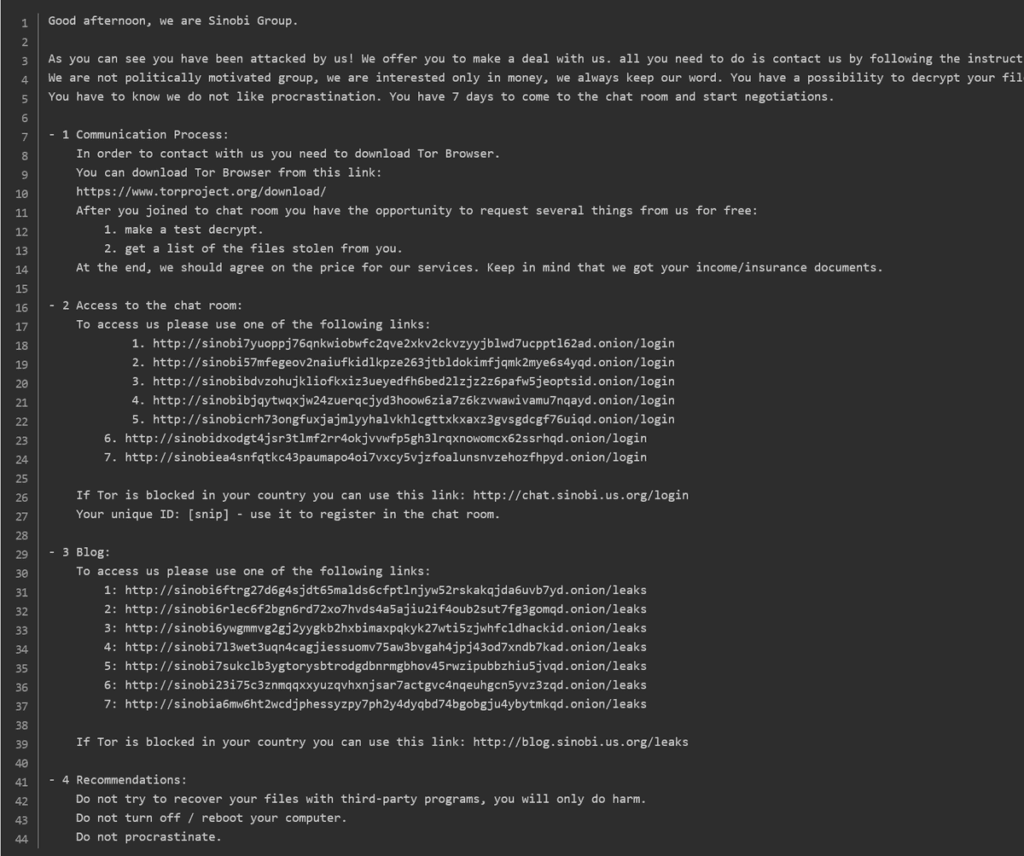 Sinobi ransom note README txt