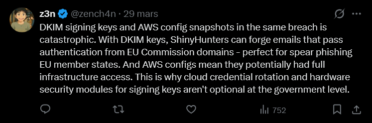 Screenshot post response z3n on x