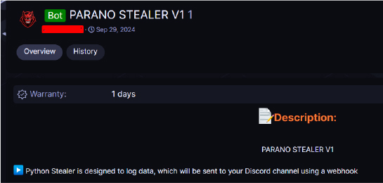 Screenshot of Paranodeus's initial underground forum post from September 2024 introducing the Parano hacking tools suite