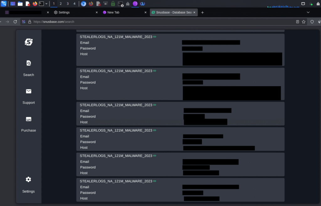 Internal chat screenshot of The Gentlemen operators searching infostealer credential dumps to identify valid corporate logins